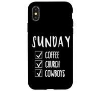 Carcasa para iPhone X/XS Sunday Coffee Iglesia Cowboys Divertido Regalo del Día de la Madre para Mamás