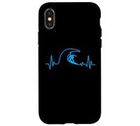 Carcasa para iPhone X/XS Surfer Heartbeat Surfing Heart Pulse Tabla de Surf Big Wave Fun