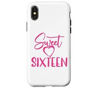 Carcasa para iPhone X/XS Sweet Sixteen para niñas, Color Rosa, 16 años, 16 cumpleaños