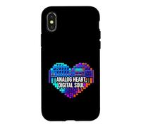 Carcasa para iPhone X/XS Synth Music Producer Analog Heart Digital Soul