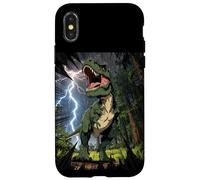 Carcasa para iPhone X/XS T-Rex Dinosaurio Roaring Forest Night Graphic Anime japonés