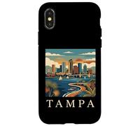 Carcasa para iPhone X/XS Tampa Florida Retro Vintage Skyline Bay Waterfront Atardecer