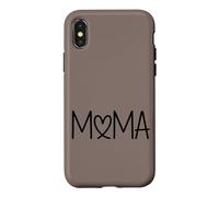 Carcasa para iPhone X/XS Taupe - Mama Heart Lettering Minimalista Motherhood Love