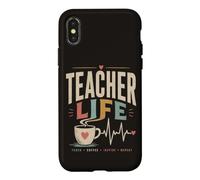 Carcasa para iPhone X/XS Teacher Life Coffee inspira latidos repetidos