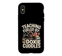 Carcasa para iPhone X/XS Teaching Fueled by Doxie Cuddles profe teckel Escuela