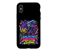 Carcasa para iPhone X/XS Tech War Cats Clash, Space Cats Illustration Graphic Cartoon