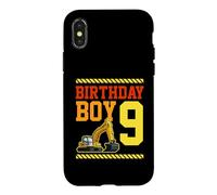 Carcasa para iPhone X/XS Tema de la Excavadora del camión de la construcción del niño del cumpleaños de 9 años
