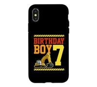 Carcasa para iPhone X/XS Tema de la Excavadora del camión de la construcción del niño del cumpleaños de 7 años