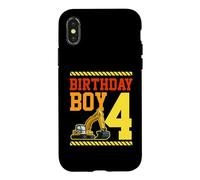 Carcasa para iPhone X/XS Tema de la Excavadora del camión de la construcción del niño del cumpleaños de 4 años