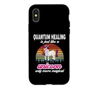 Carcasa para iPhone X/XS Terapeuta de curación cuántica, diseño Vintage de Unicornio, Puesta de Sol