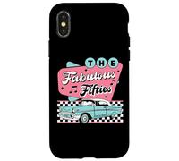 Carcasa para iPhone X/XS The Fifties 1950s Car Music Checkerboard Rockabilly Sock Hop