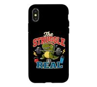 Carcasa para iPhone X/XS The Struggle Is Real T-Rex Divertido Entrenamiento Gimnasio Humor Dinosaurio