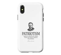 Carcasa para iPhone X/XS Theodore Roosevelt Patriotismo Cita Impresión Negra