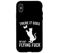 Carcasa para iPhone X/XS There It Goes My Last Flying Fuck Funny Sarcastic Cat Adulto