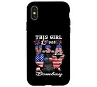 Carcasa para iPhone X/XS This Girl Loves USA and Her Bombay Cat 4th of July Patriotic