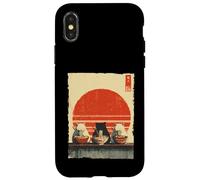 Carcasa para iPhone X/XS Three Cats Ramen Divertido Estético Japonés Ukiyo-e Anime Cat