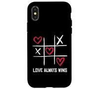 Carcasa para iPhone X/XS Tic TAC Toe 3 en una Fila Divertido Día de San Valentín Love Always Wins