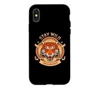 Carcasa para iPhone X/XS Tiger Born Wild Stay Wild Forest Amantes de los Animales Vida Silvestre Gato