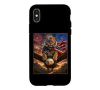 Carcasa para iPhone X/XS Tiger on Bald Eagle - Gafas de Bandera Estadounidense de EE. UU