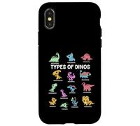 Carcasa para iPhone X/XS Tipos de Dinosaurios Chibi Kawaii Dino Especies Niños