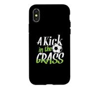 Carcasa para iPhone X/XS Tiro de portería de fútbol Kick In The Grass