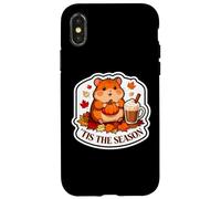 Carcasa para iPhone X/XS Tis The Season Hámster Otoño Otoño Calabaza Especias Hojas