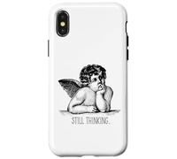 Carcasa para iPhone X/XS Todavía Pensando Ángel Pensando Demasiado Humor Minimalista