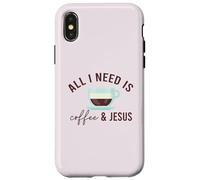 Carcasa para iPhone X/XS Todo LO Que Necesito ES CAFÉ & JESÚS Divertido Meme Cristiano con cafeína