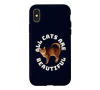 Carcasa para iPhone X/XS Todos los Gatos Son Hermosos, Divertidos, latidos del corazón de un Gato Americano de Cola anillada