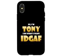 Carcasa para iPhone X/XS Tony Costume Idgaf Meme Personalized First Name Tony Joke