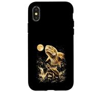 Carcasa para iPhone X/XS Tortuga Aullando a la Luna Meme