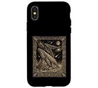 Carcasa para iPhone X/XS Tótem de Ballena jorobada Celestial Grabado en Madera Cetus Const