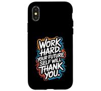 Carcasa para iPhone X/XS Trabaja Duro, tu yo Futuro te lo agradecerá - Motivación