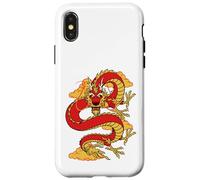Carcasa para iPhone X/XS Traditional Zodiac Lucky Red Oriental Chinese Dragon