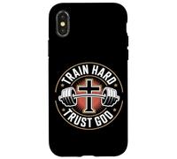Carcasa para iPhone X/XS Train Hard Trust God Entrenamiento Fitness Cristiano