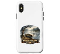 Carcasa para iPhone X/XS Tranquilo Lakeside Angler Amanecer Escape Wilderness