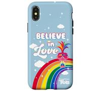 Carcasa para iPhone X/XS Trolls Believe in Love Rainbow