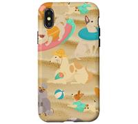 Carcasa para iPhone X/XS Tropical Summer Sandy Beach Dogs Cute Caniche Chihuahua Puppy