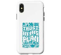 Carcasa para iPhone X/XS Trust In His Plan Jeremiah versículo bíblico Retro Groovy Floral