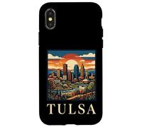 Carcasa para iPhone X/XS Tulsa Oklahoma Retro Vintage Horizonte Río Art Deco Monumento