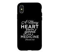 Carcasa para iPhone X/XS Un Feliz Corazón Medicina Escritura Versículo Bíblico Proverbios 17:22