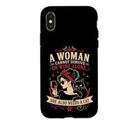 Carcasa para iPhone X/XS Una Mujer no Puede Sobrevivir Solo con Vino Ella también Necesita un Gato