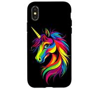 Carcasa para iPhone X/XS Unicornio Colorido Arco Iris Jinete Caballos Montando
