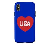 Carcasa para iPhone X/XS USA Heart America Untied States Love US Rojo/Blanco/Azul