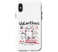 Carcasa para iPhone X/XS Valentines Is A Cat and A Bottle of Wine Cause I Love Them