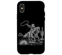 Carcasa para iPhone X/XS Vaquero Montando Caballo Western Rodeo Rancho Vida Texas Salvaje Oeste