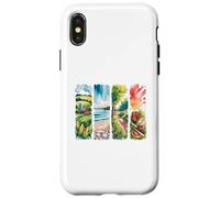Carcasa para iPhone X/XS Verano al Aire Libre Acuarela escenas Granja Playa Parque