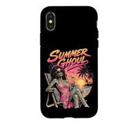Carcasa para iPhone X/XS Verano Ghoul Zombie Chica Gótico Verano 80s Puesta del Sol Playa