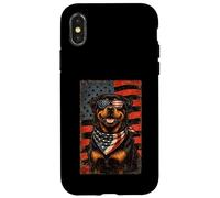 Carcasa para iPhone X/XS Veterans Day USA American Flag Rottweiler