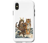 Carcasa para iPhone X/XS Vintage Anime Samurai Gato en Guerrero Tigre Japonés Otaku